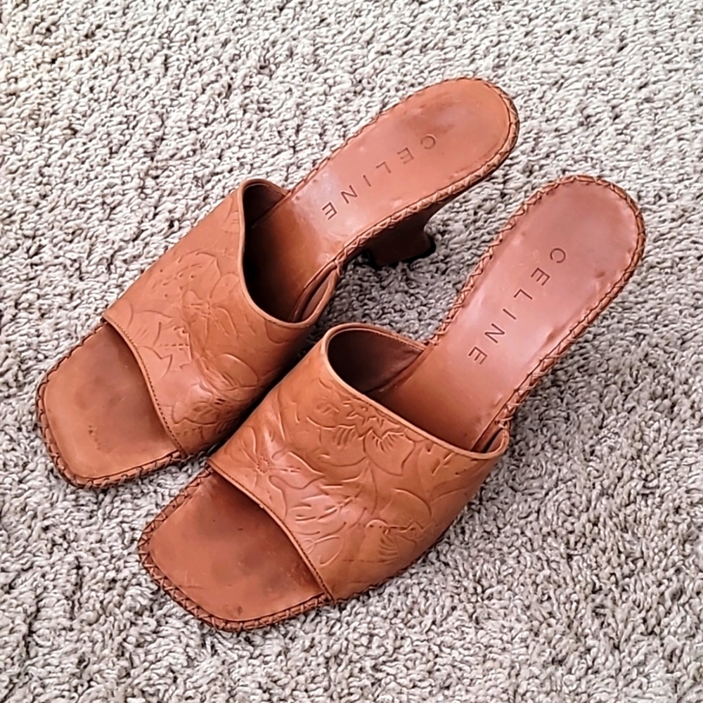 Celine Leather Slides Women’s Shoes Size 40